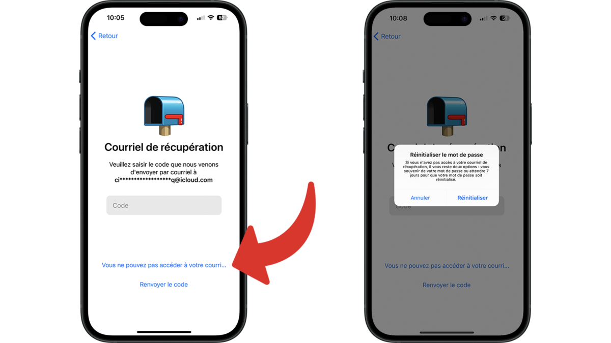 Si le courriel de récupération n'est pas accessible, les possibilités sont restreintes © Clubic