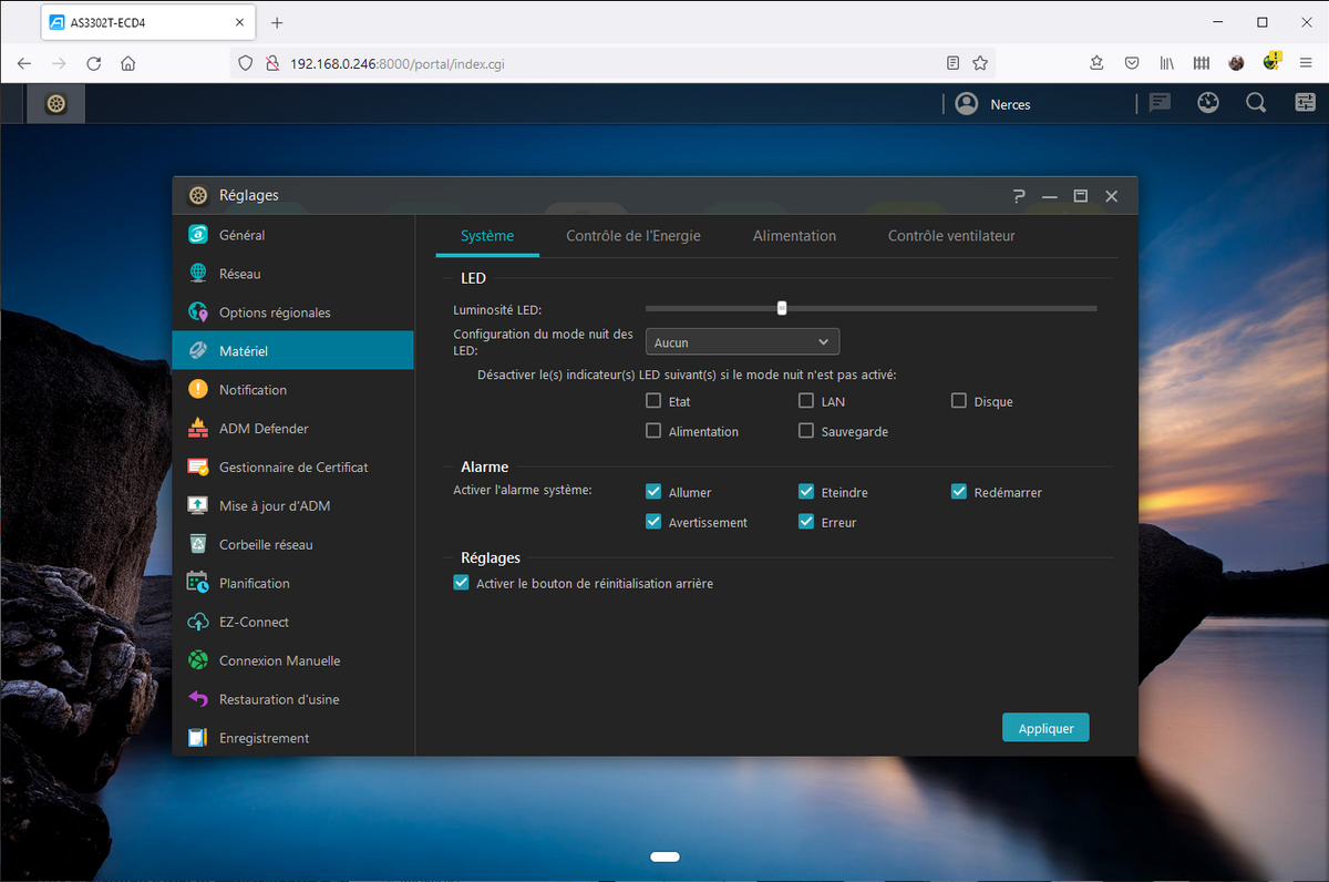 Asustor est l'un des rares à permettre le paramétrage des LED du NAS © Nerces