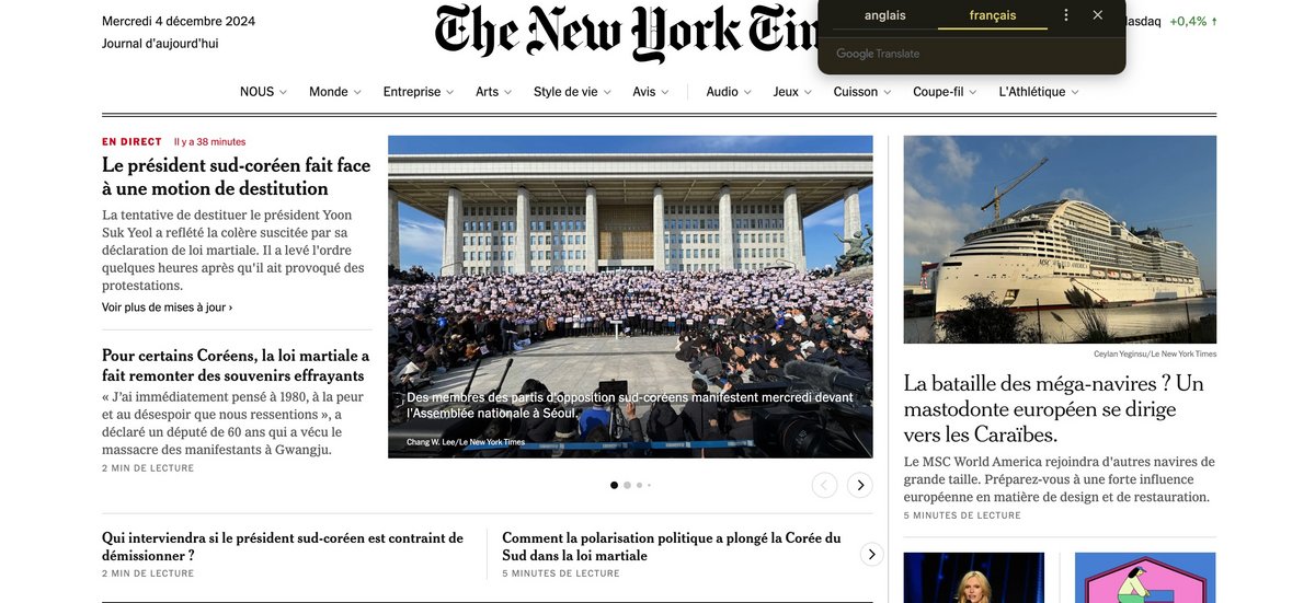 Traduisez le texte d'un site Web © The New York Times