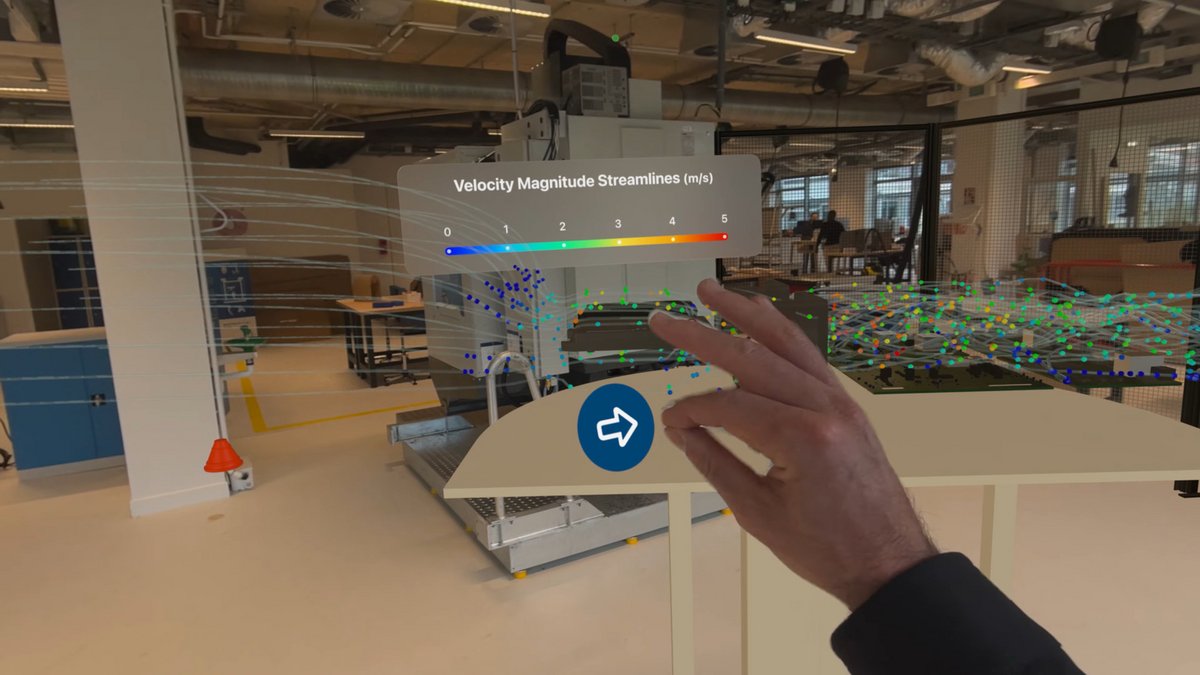 Ici, on est à la place d'un ingénieur système, et notre objectif est de valider, Apple Vision Pro sur la tête, l'adéquation des équipements à nos besoins de fabrication © Dassault Systèmes