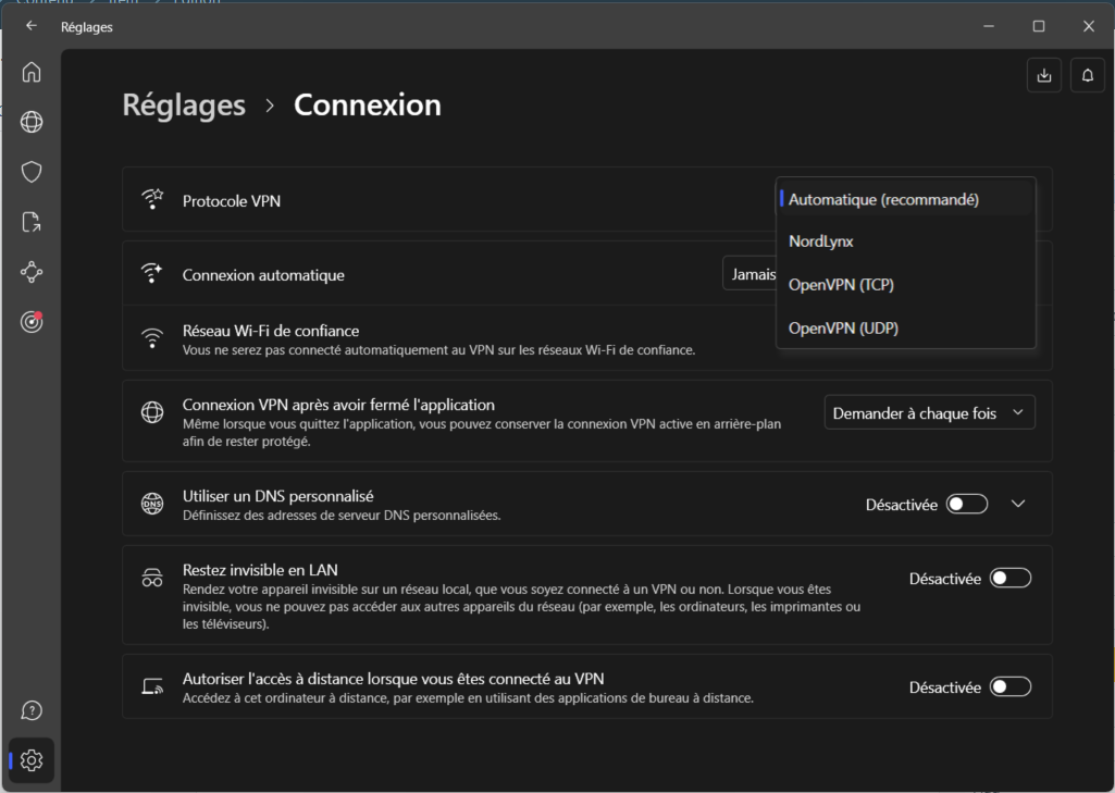 NordVPN - Des protocoles de connexion fiables et stables avec OpenVPN et NordLynx