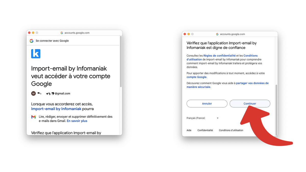 Autoriser la connexion de la fonctionnalité d'import d'e-mail d'Infomaniak © Clubic