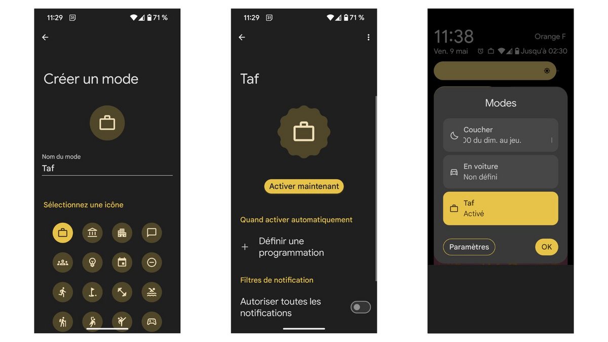 Configurez et activez votre nouveau mode personnalisé. ©Google