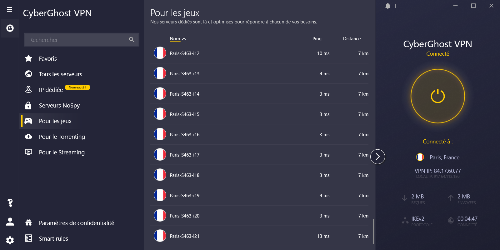 Cyberghost VPN - L'interface