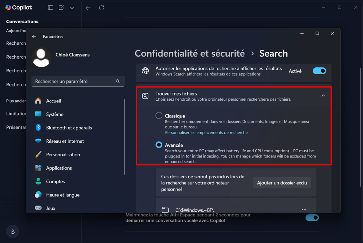 Si vous le souhaitez, élargissez l'indexation à d'autres emplacement depuis les paramètres de Windows. © Clubic