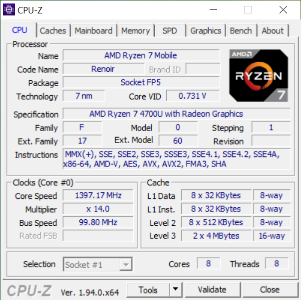 Le processeur AMD Ryzen 7 4700U