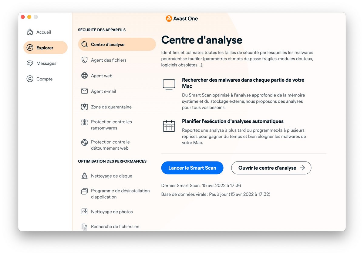 Avast One - Centre d'analyse