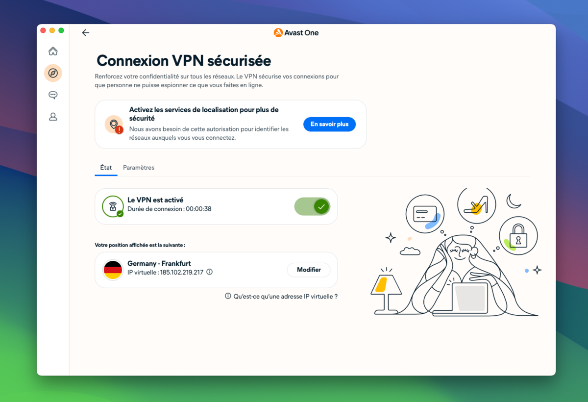 Le VPN d'Avast One propose des serveurs répartis dans 55 pays et recense des équipement spécialement optimisés pour le streaming © Clubic