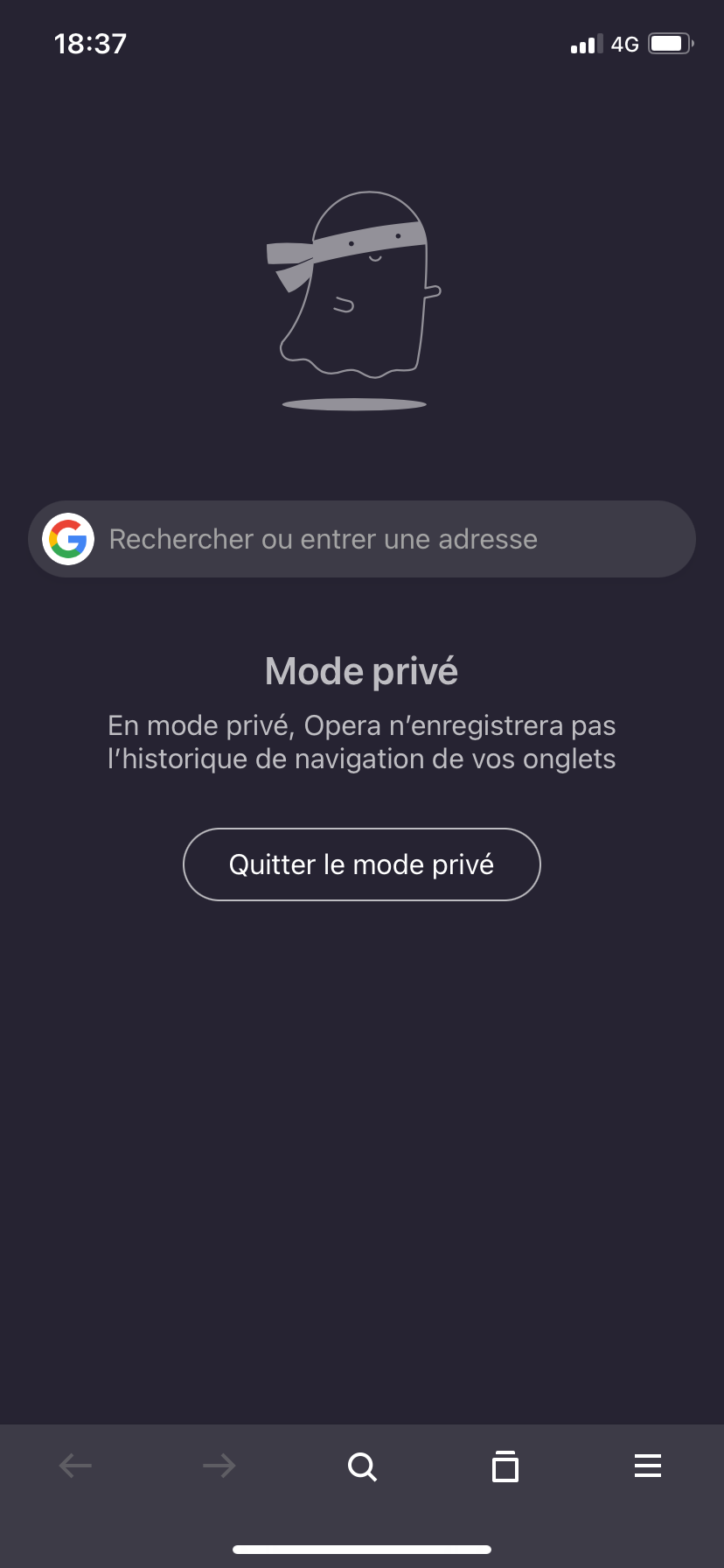 Opera navigation privée mobile 2
