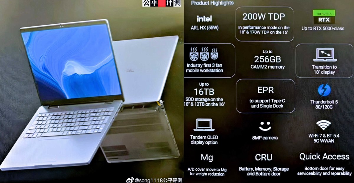 Deux PC portables Dell ont été aperçus sur Weibo © Weibo / VideoCardz