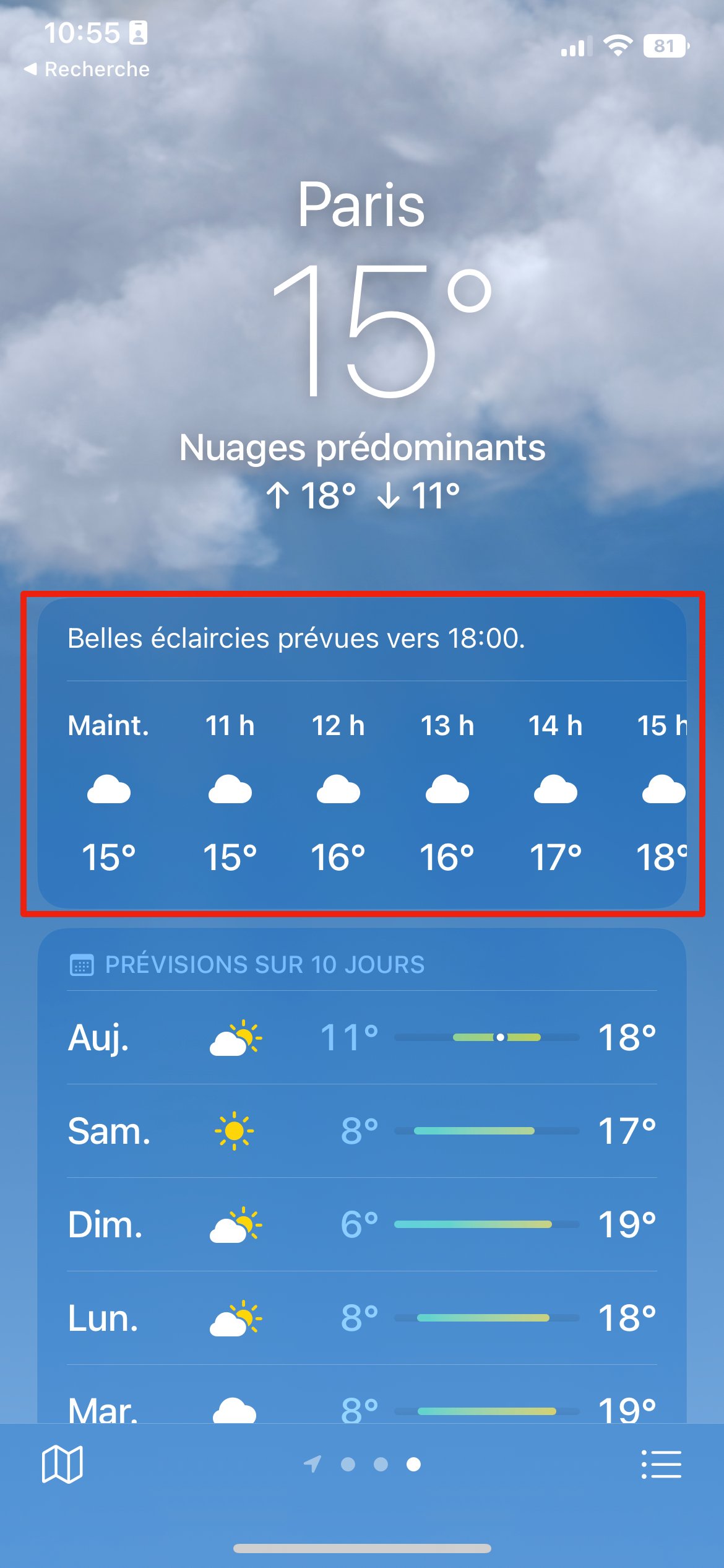 iOS 16 Météo