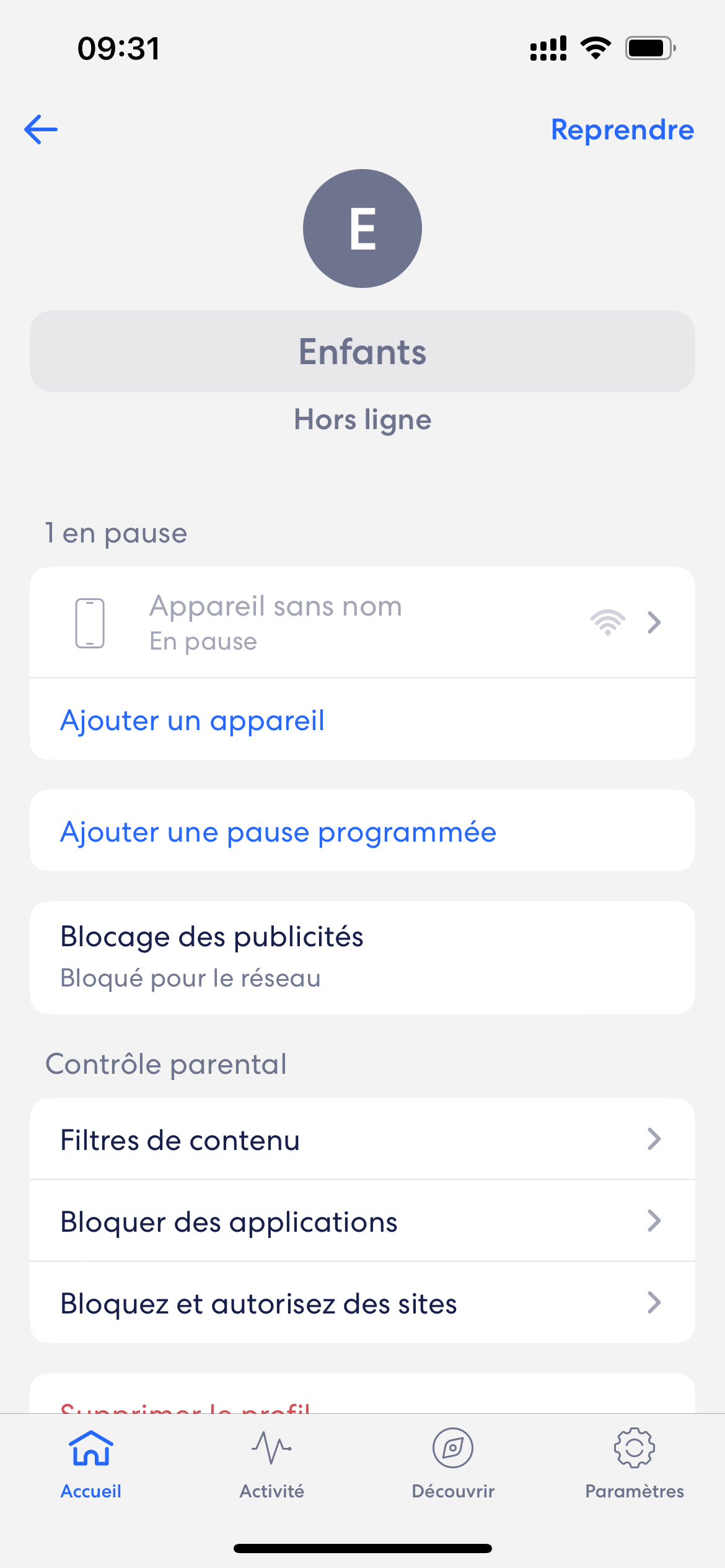 Eero Pro 6E Wi-Fi appli enfant