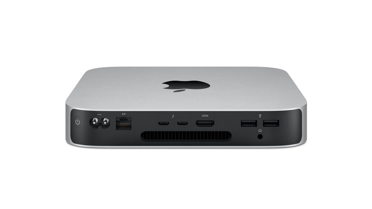 Pour l'instant, le Mac mini M1 dispose d'une connectivité limitée, d'autant plus que la proximité entre les ports Thunderbolt/USB-C et HDMI gêne parfois le branchement de certains périphériques. © Apple