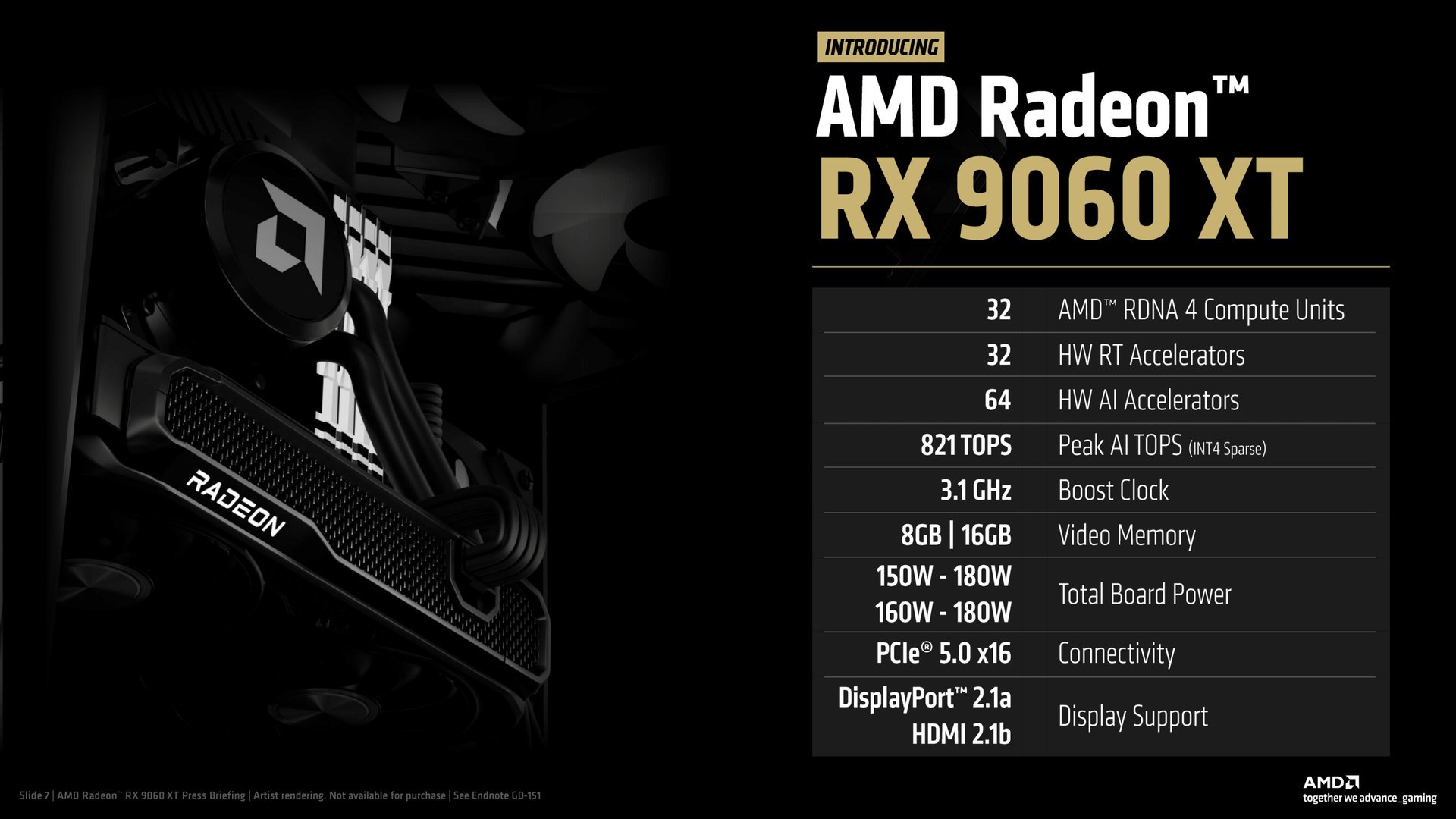 AMD n'a jamais trop parler de la Radeon RX 9060 préférant se focaliser sur la RX 9060 XT. ©AMD