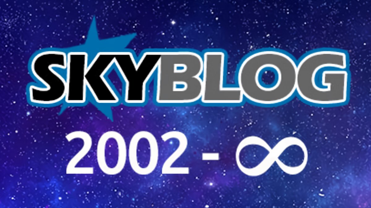Skyblog, la plateforme de blogs de Skyrock, permettait à chacun de créer un espace personnalisé pour publier textes, photos, musiques ou vidéos et partager librement son univers en ligne - © Skyrock