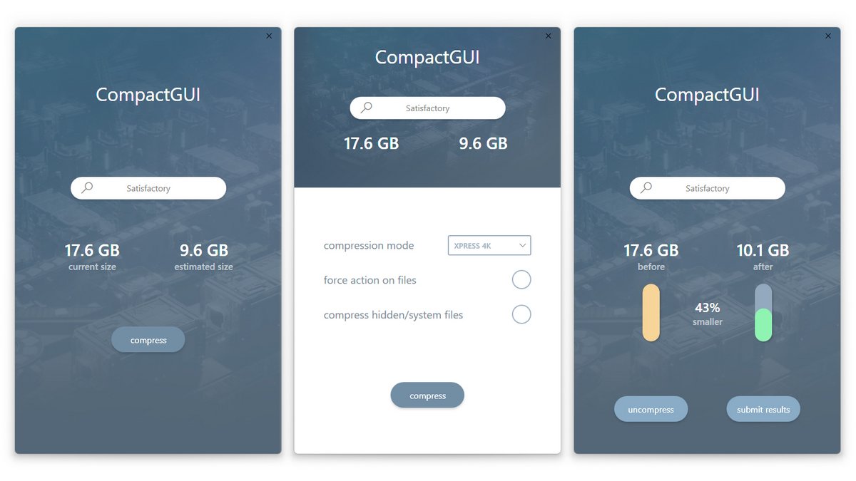 CompactGUI compresse de manière transparente vos jeux et programmes en réduisant l'espace qu'ils utilisent sans affecter leurs fonctionnalités - © CompactGUI