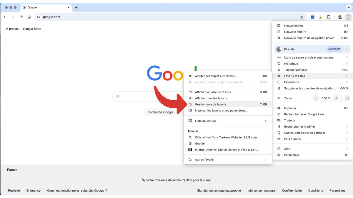 Lien vers le gestionnaire de favoris dans Chrome © Pascale Duc pour Clubic