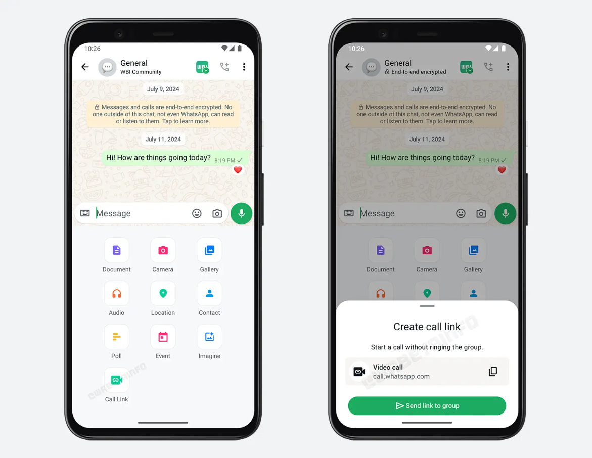 Générer un lien d'appel dans WhatsApp sera bientôt plus pratique © WABetaInfo