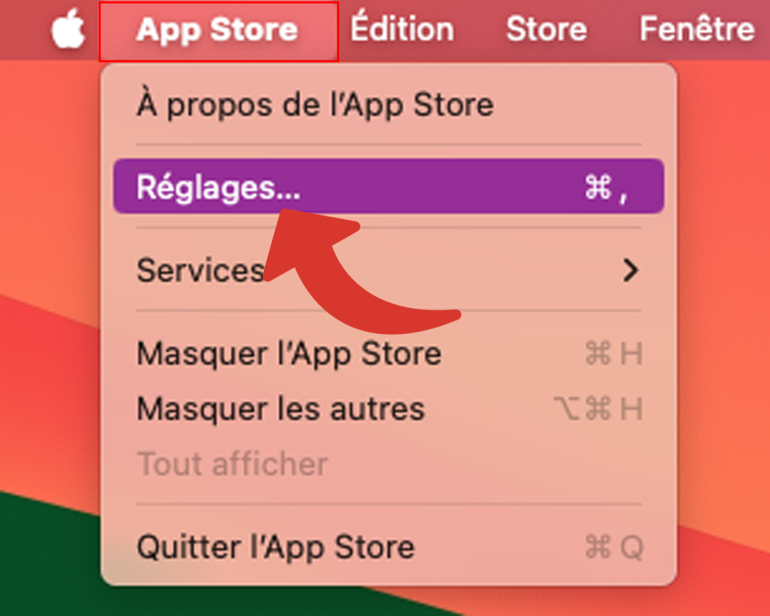 Accéder au menu Réglages de l'App Store sur Mac © Clubic