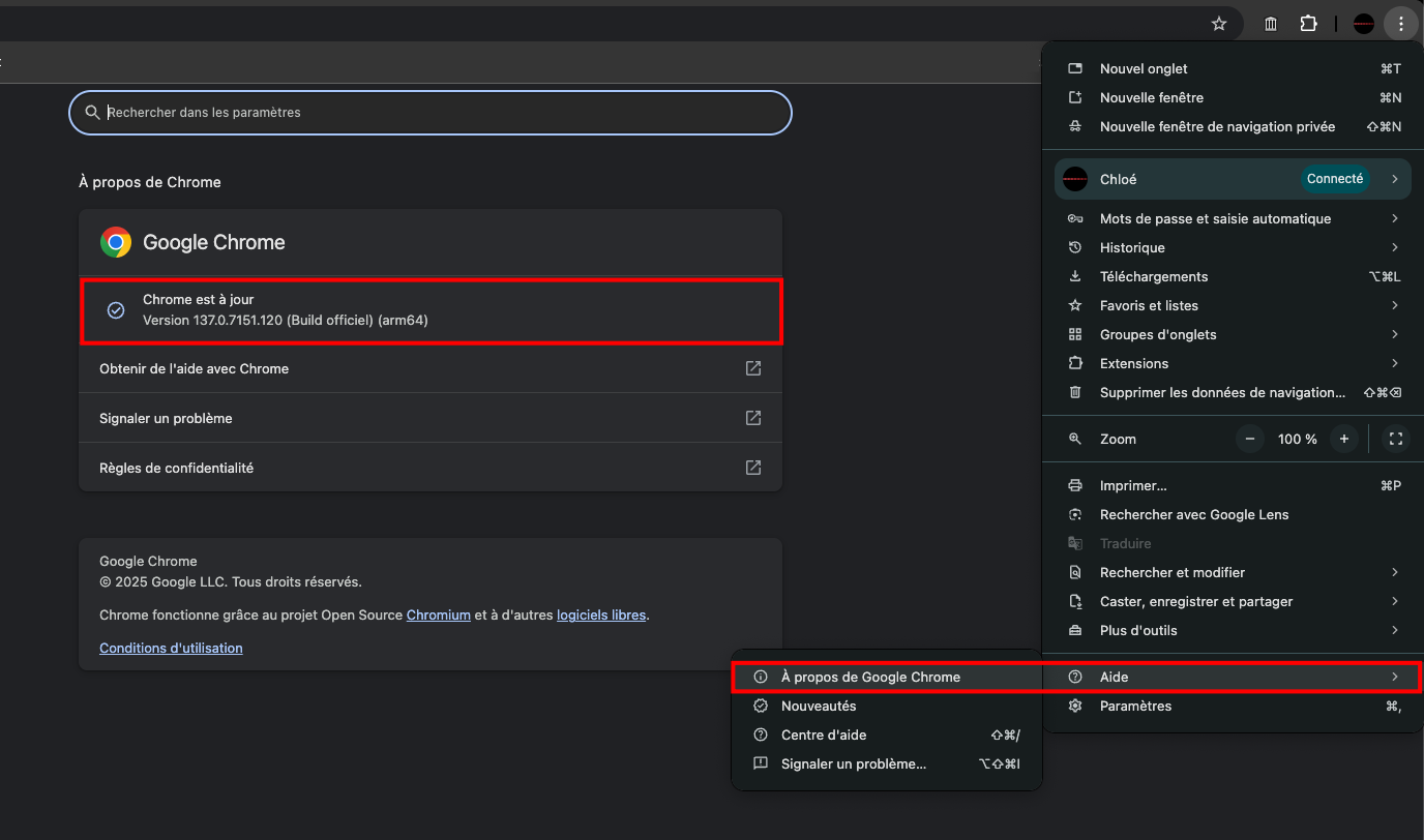 Pensez à mettre à jour Google Chrome depuis les Paramètres > Aide > A propos de Google Chrome. © Clubic