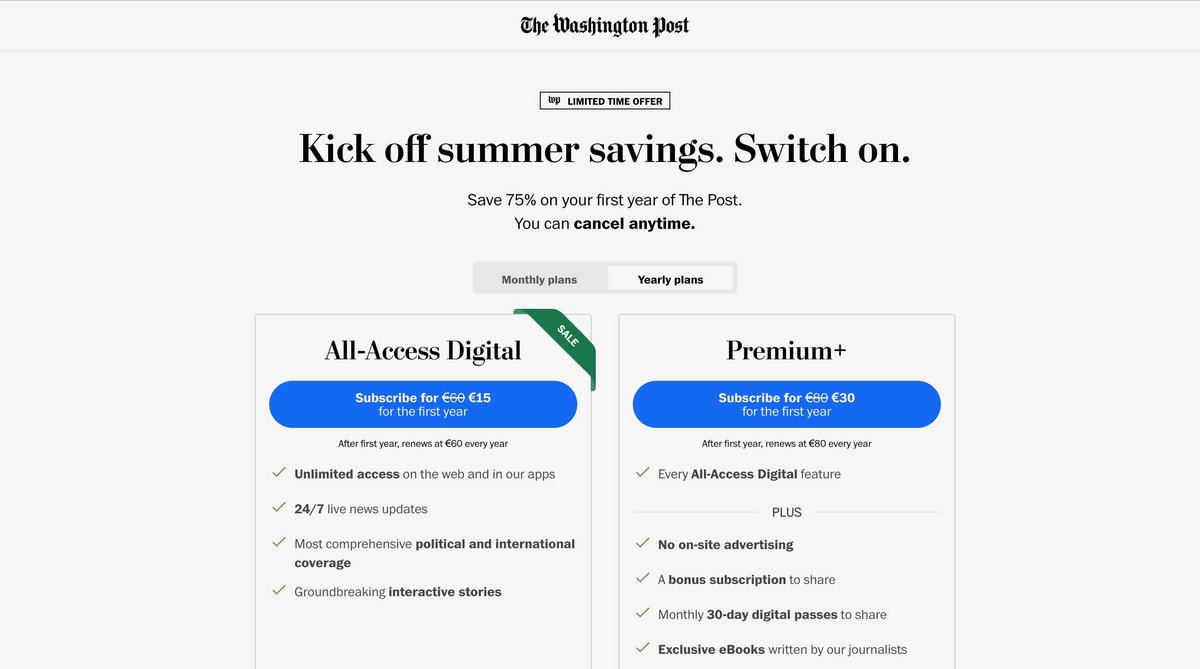 Des abonnements pour accéder à tous les articles © The Washington Post