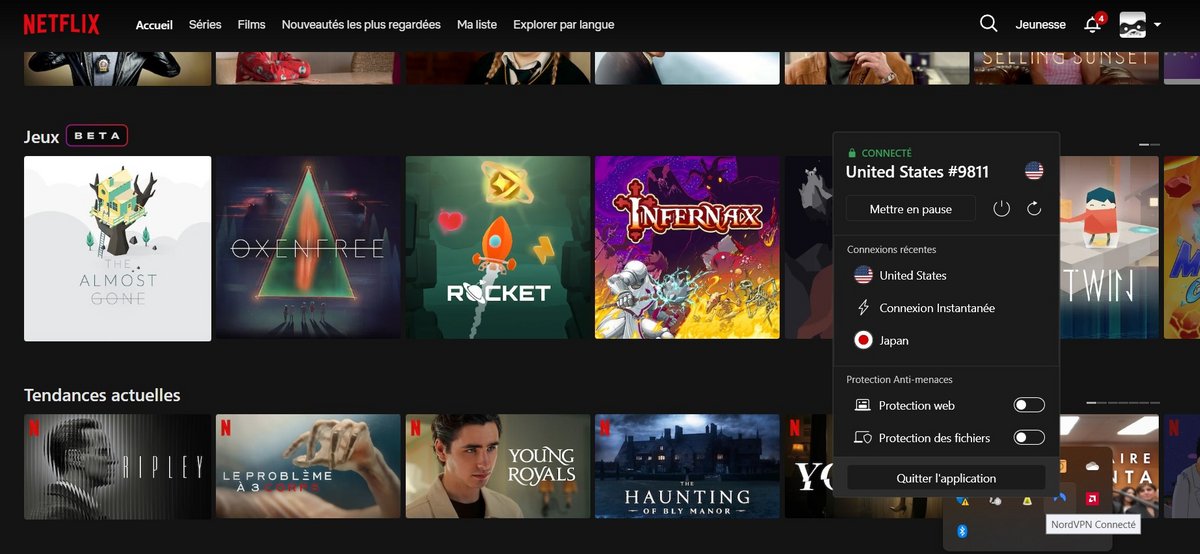 NordVPN - Le test de streaming sur Netflix