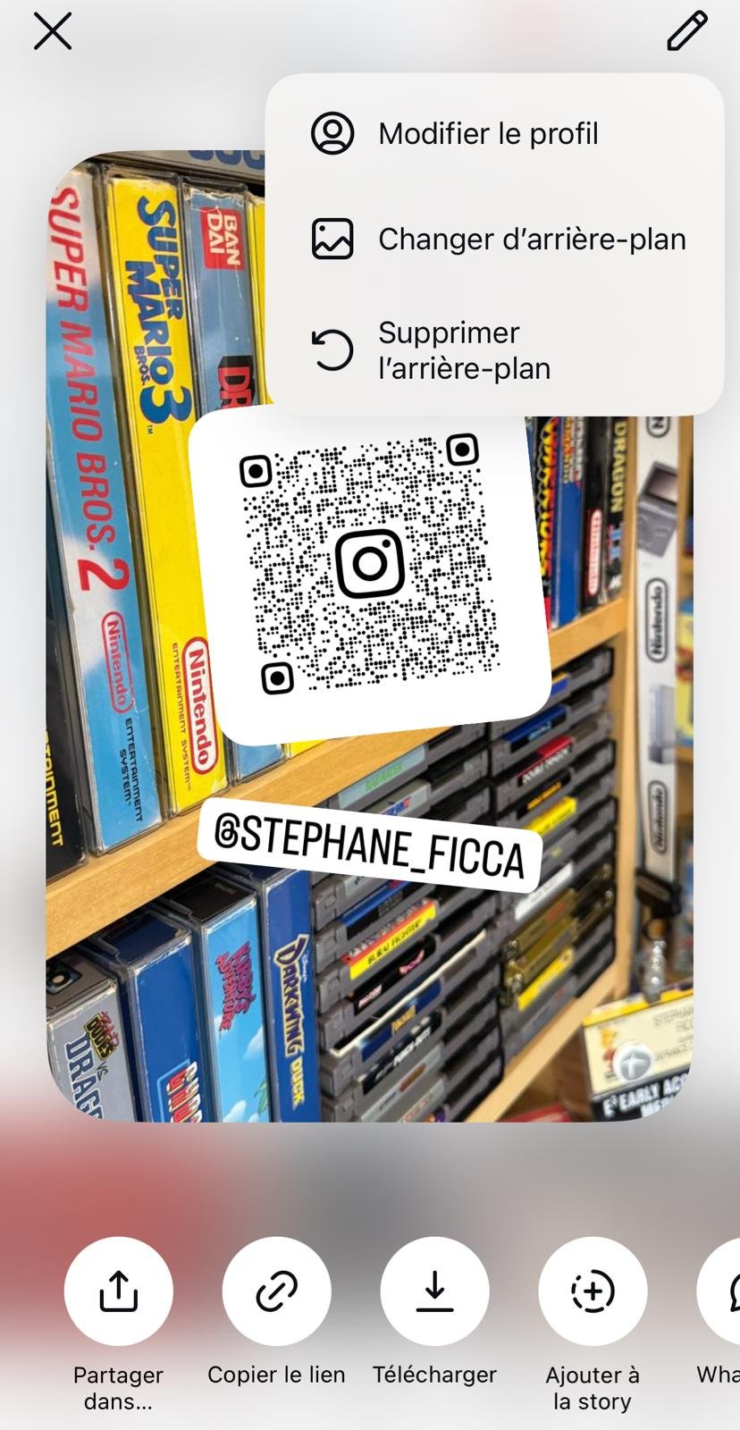 La carte de visite est configurable depuis la page de profil © Stéphane Ficca / Instagram