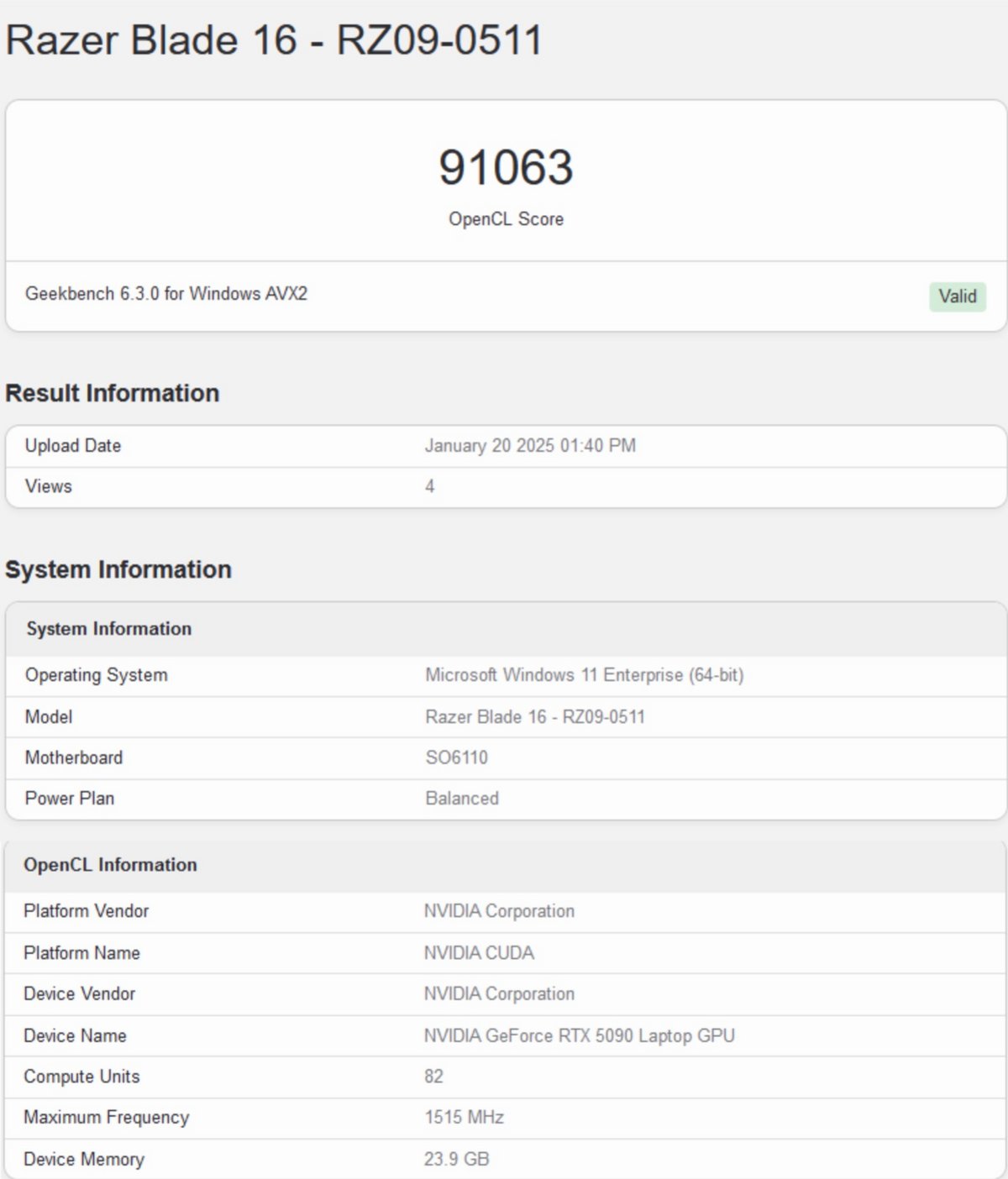 Le benchmark en question © NotebookCheck