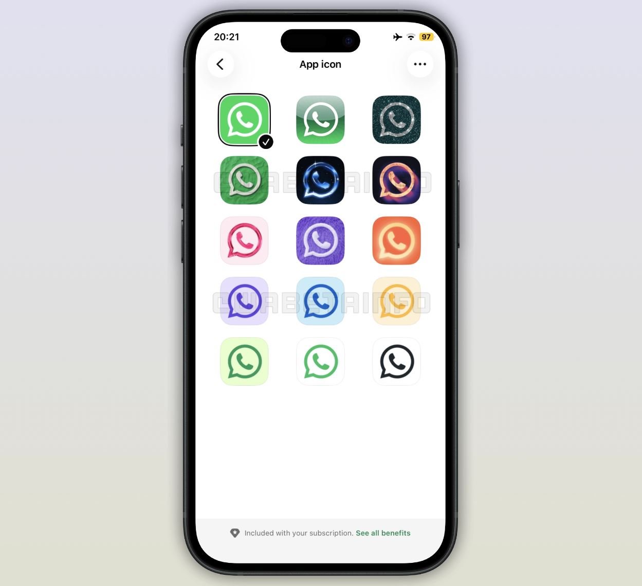 Comme sur le réseau X, l'abonnement WhatsApp Plus permet, entre autres, de modifier l'icone de l'application. ©WABetaInfo