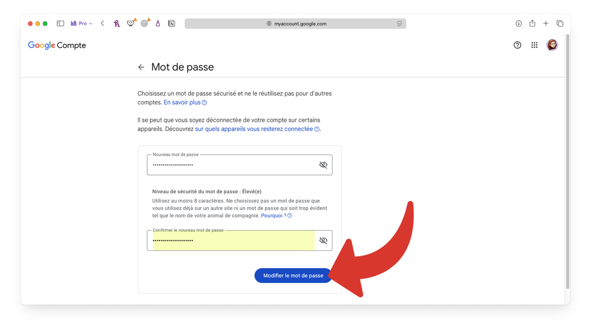 Confirmer le nouveau mot de passe  © Clubic