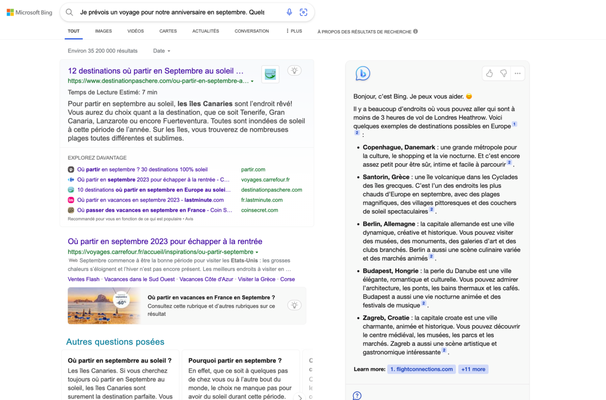 Capture d'écran de Bing © Clubic