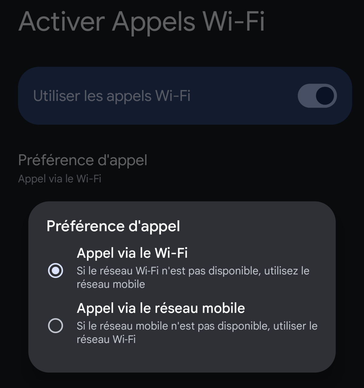 Appels Wi-Fi Android