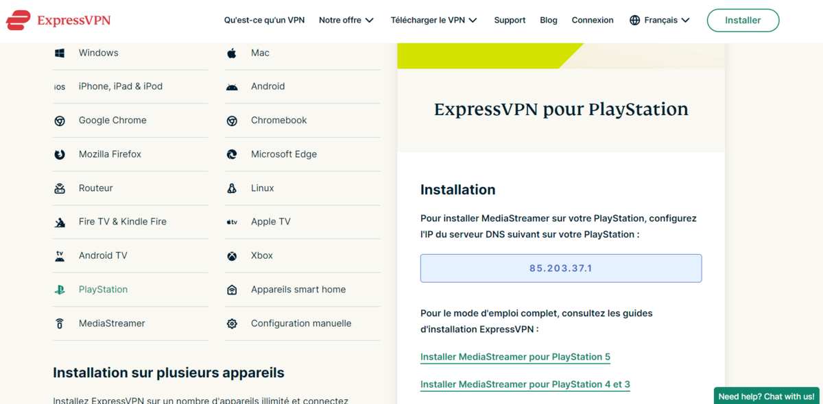 ExpressVPN sur PlayStation