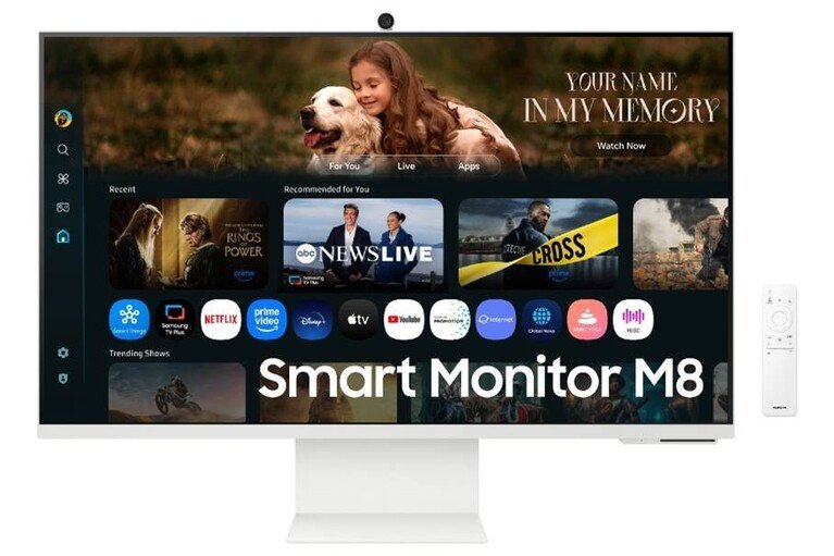 Le Smart Monitor M8 est disponible en blanc. ©Samsung
