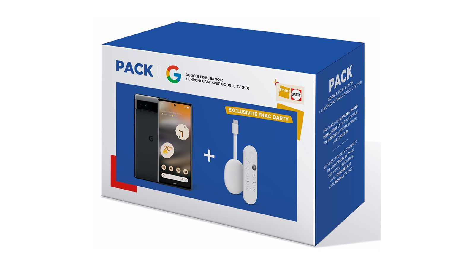 Le pack comprenant le smartphone Google Pixel 6a + le Chromecast avec Google TV