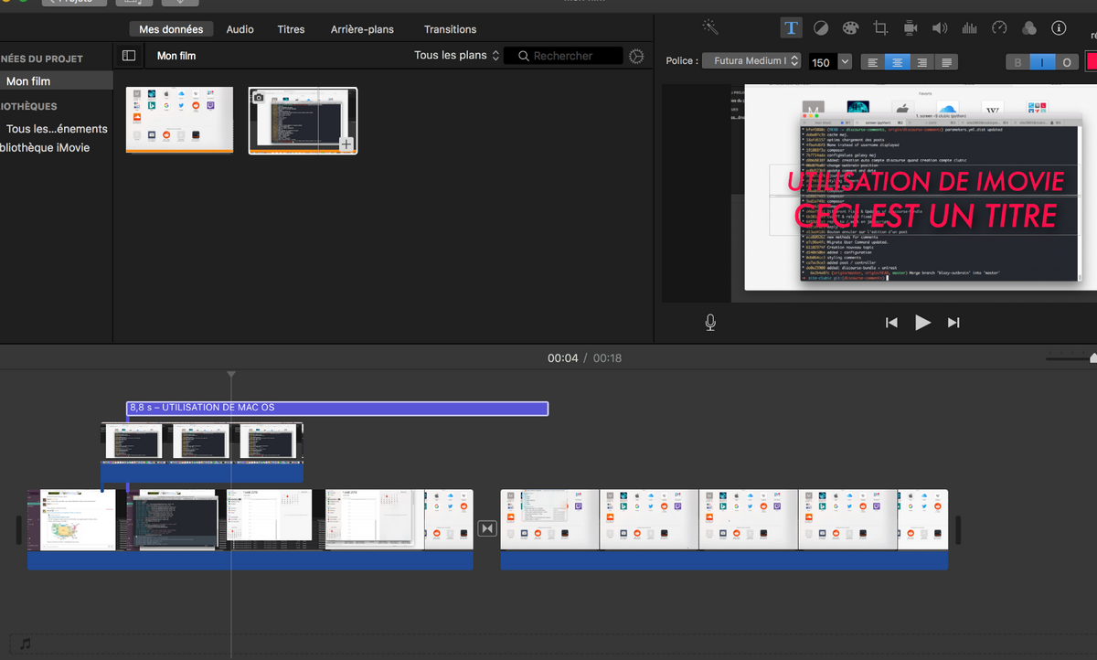 Screen iMovie