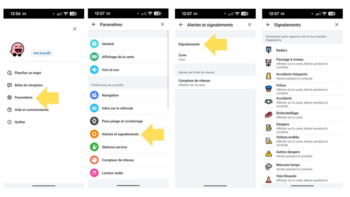 Configurez vos signalements. ©Waze