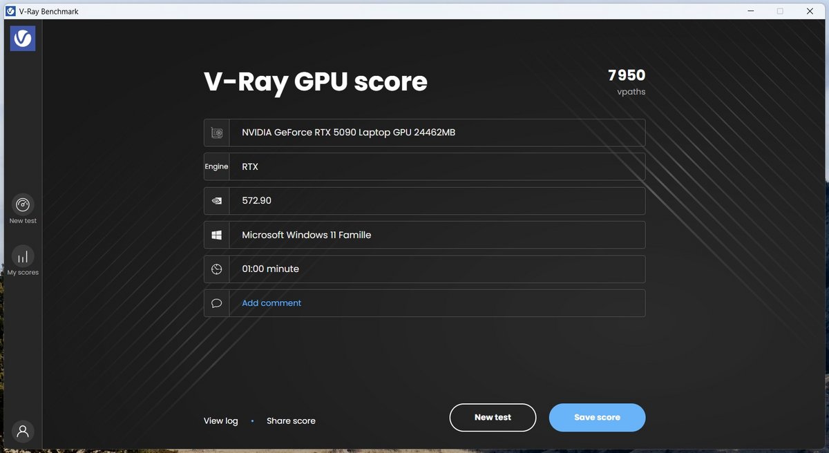 Résultats sur V-Ray Benchmark