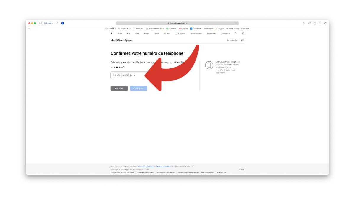 Renseigner le numéro de téléphone associé au compte iCloud © Clubic.com