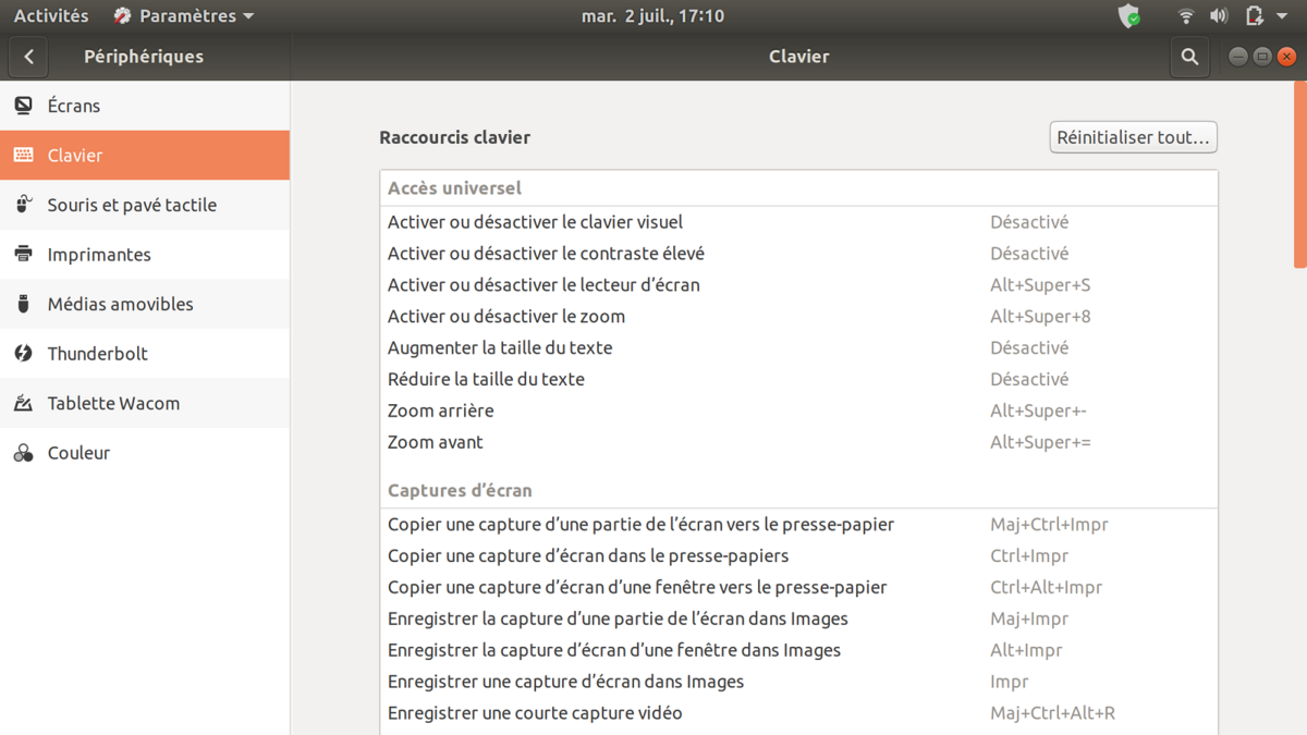 Raccourcis clavier Ubuntu 1