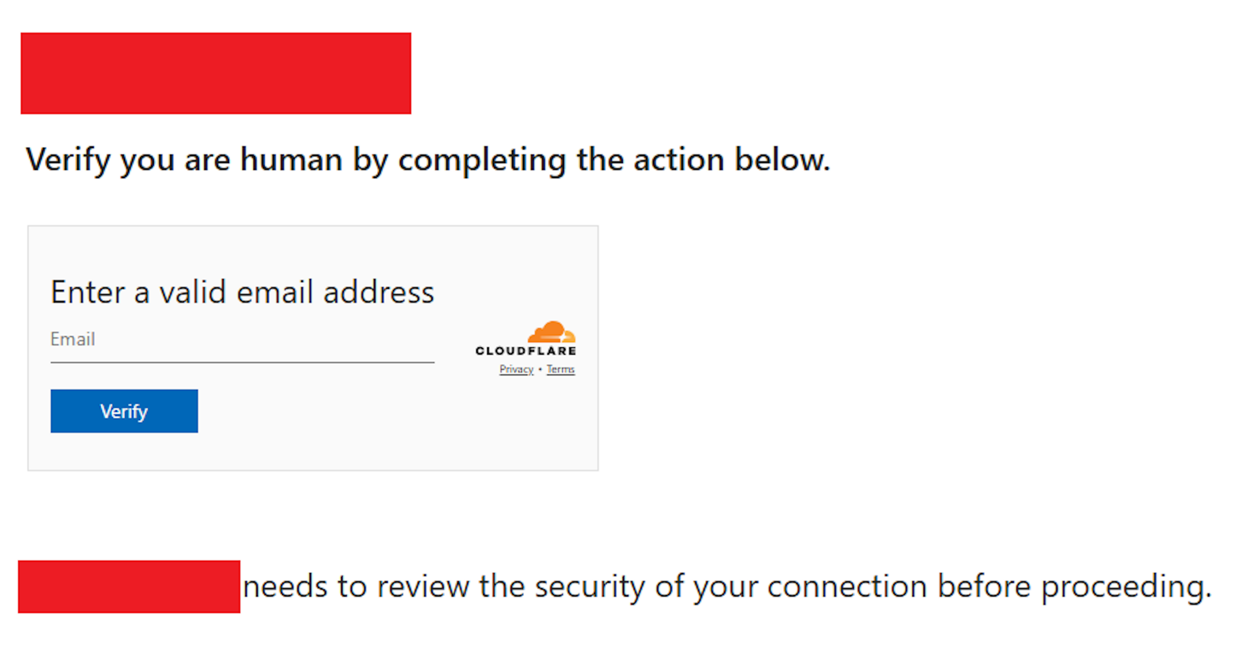 Exemple de fausse page de vérification Cloudflare utilisée par le groupe APT29 pour détourner le flux d'authentification Microsoft et accéder aux comptes des victimes. © Amazon