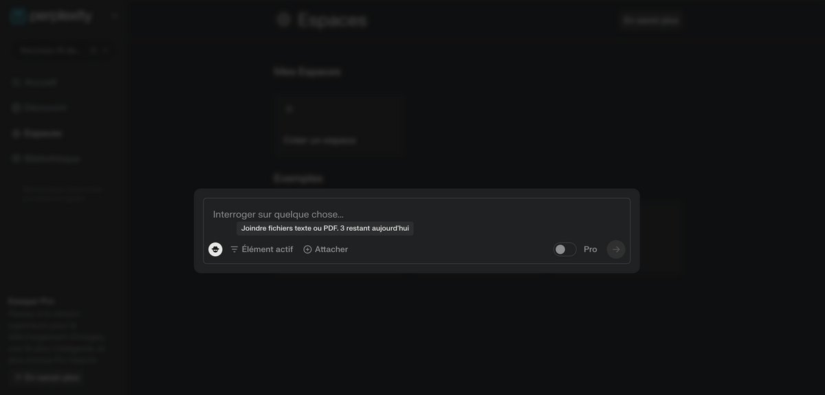 Attachez un document à votre recherche © Perplexity AI