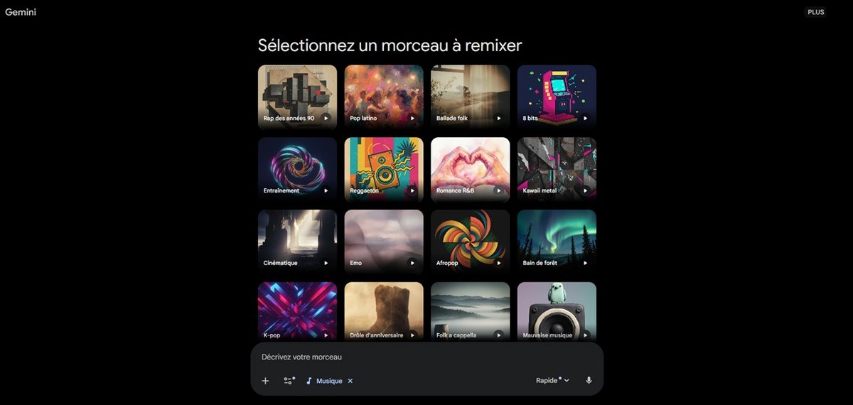 Vous tapez une description, vous importez une photo, et Gemini produit une chanson de 30 secondes avec paroles, mélodie et illustration - Capture d'écran ©google / Mélina Loupia pour Clubic