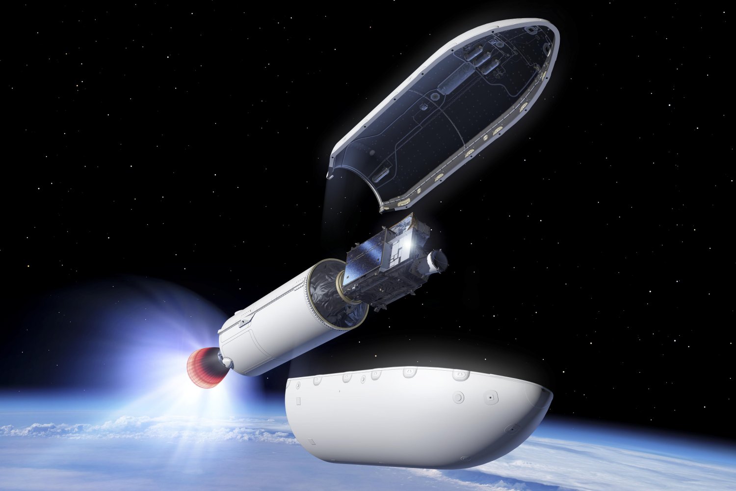 Vue d'artiste du satellite MTG-SA en cours de déploiement. ©Thales Alenia Space