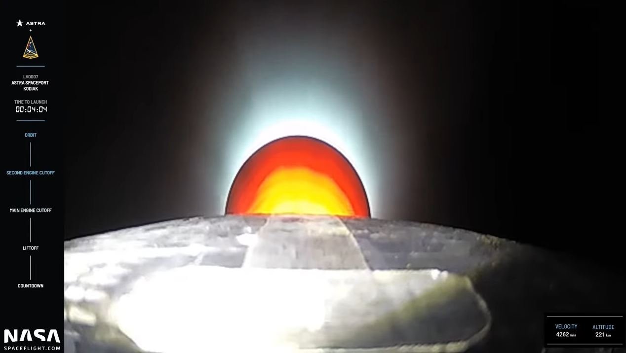 Vue embarquée du deuxième étage de la fusée Rocket 3. Crédits : Astra Space/Nasaspaceflight