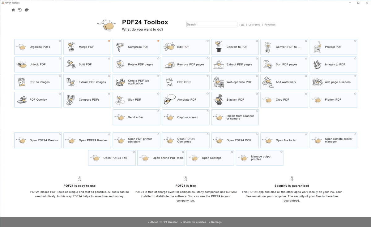 Services disponibles sur PDF24 en un coup d’œil - © PDF24
