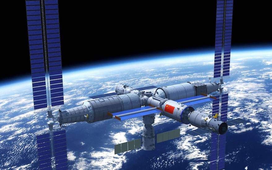 Vue d'artiste de la station spatiale chinoise CSS ou SSC. Crédits CMSA