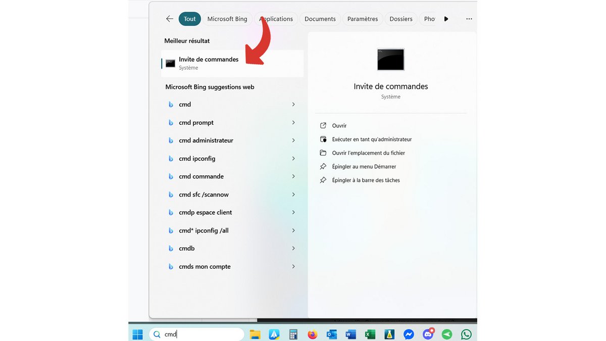 Cliquez sur "Invite de commandes" © Pascale Duc pour Clubic
