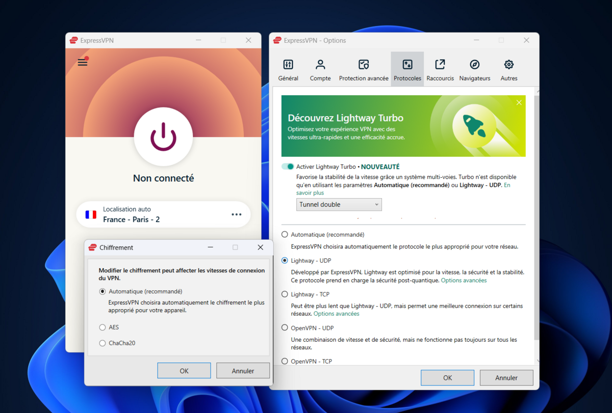 Grâce à Lightway Turbo, ExpressVPN ne fait aucun compromis sur la vitesse de connexion, ni sur la sécurité des joueurs. © Clubic