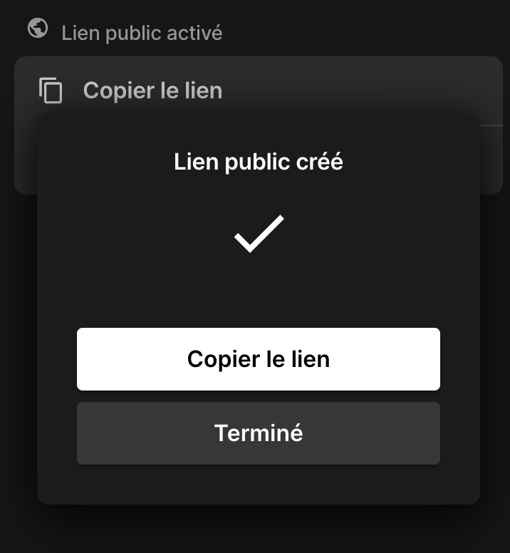 Ente.io options de partage